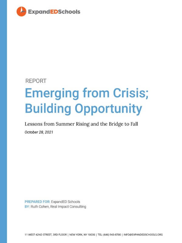 Emerging from Crisis; Building Opportunity