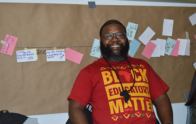 Man in Black Educators Matter tshirt
